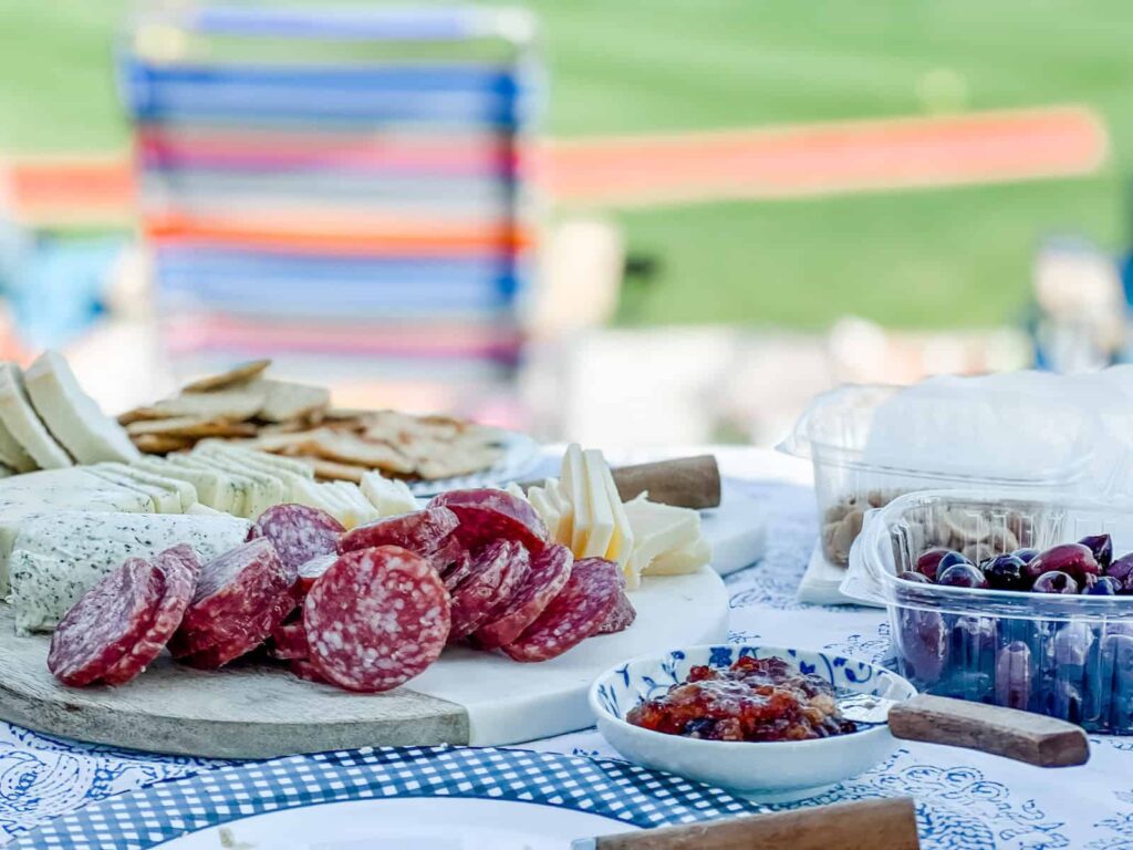 Winery picnic food on a table