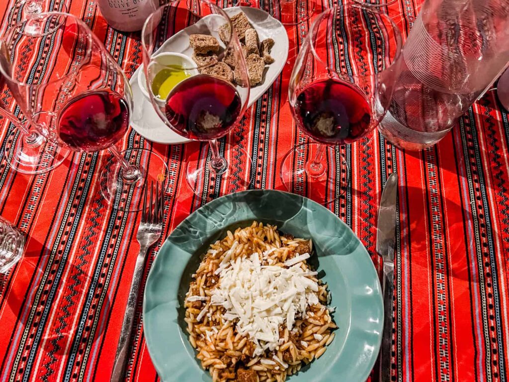 Manousakis Winery beef pasta with red wine