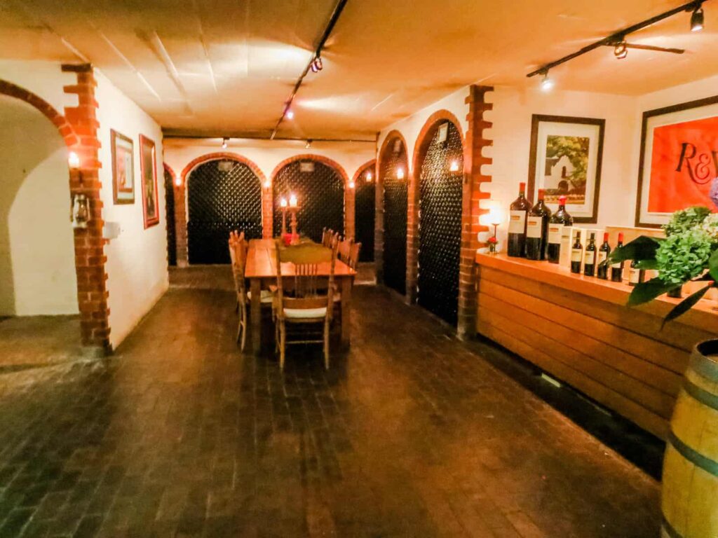 Rust en Vrede table in wine cellar