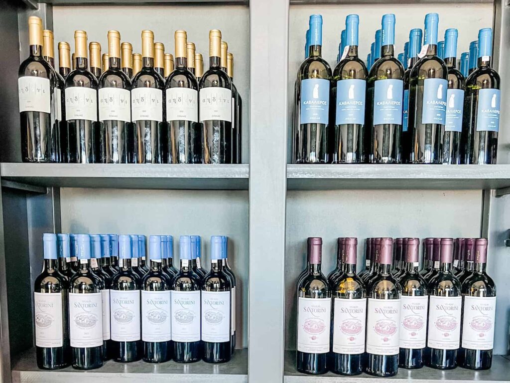 Wine bottles on a shelves