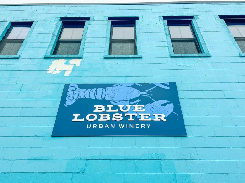 Blue Lobster Urban Winery sign