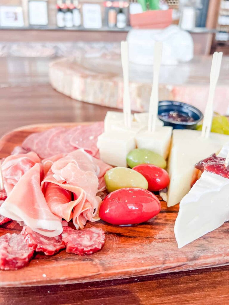 Becker Vineyards charcuterie board with meat and cheese