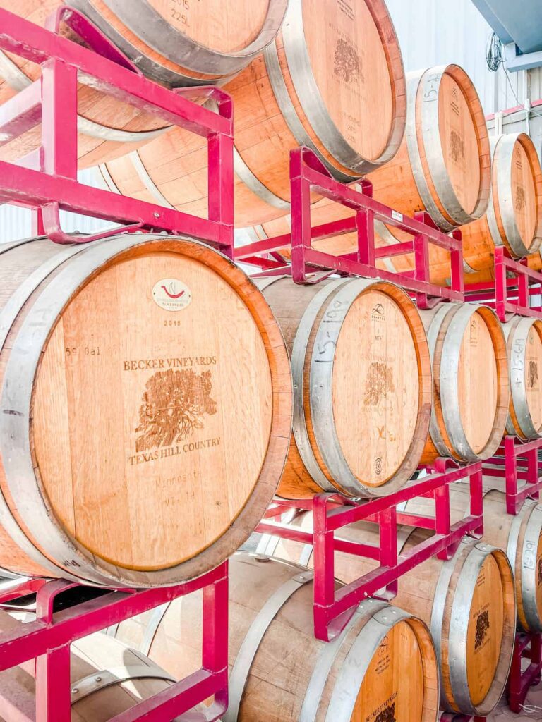 Becker Vineyards wine barrels