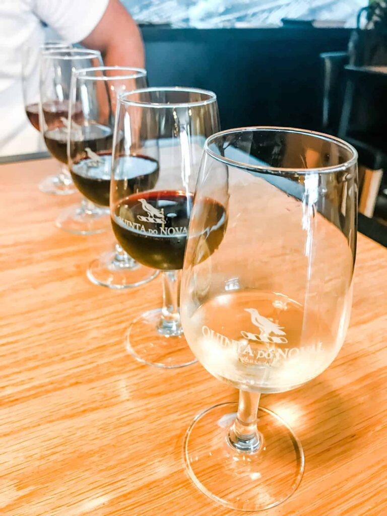 Quinta do Noval port wine tasting with white port, ruby port, and tawny port