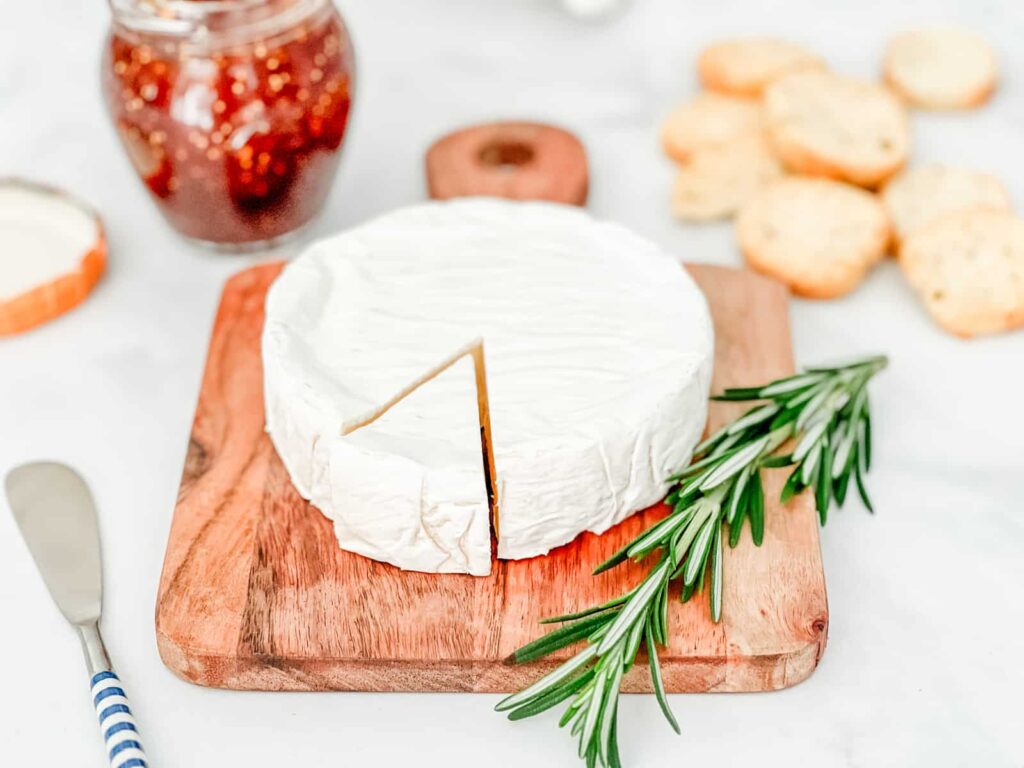 Brie with wedge sliced