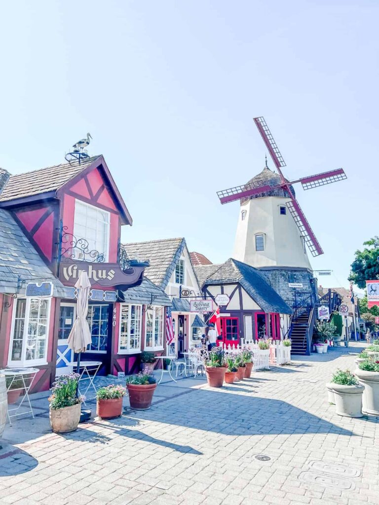 Solvang downtown with windmill