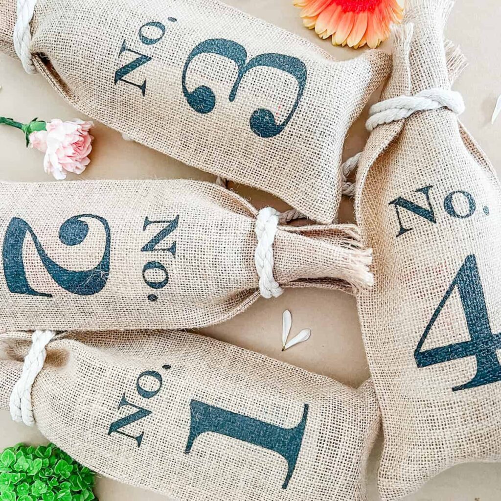 Bottles of wine in numbered blind tasting bags