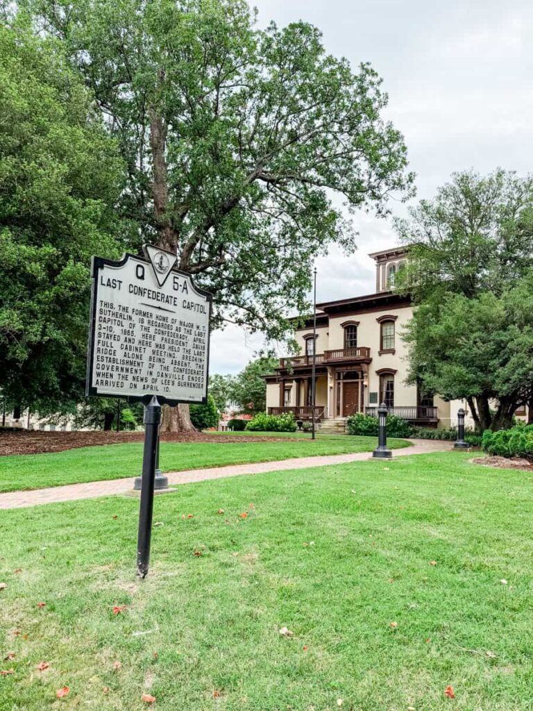 Virginia historical marker for the Last Confederate Capital in front of the Danville Museum.